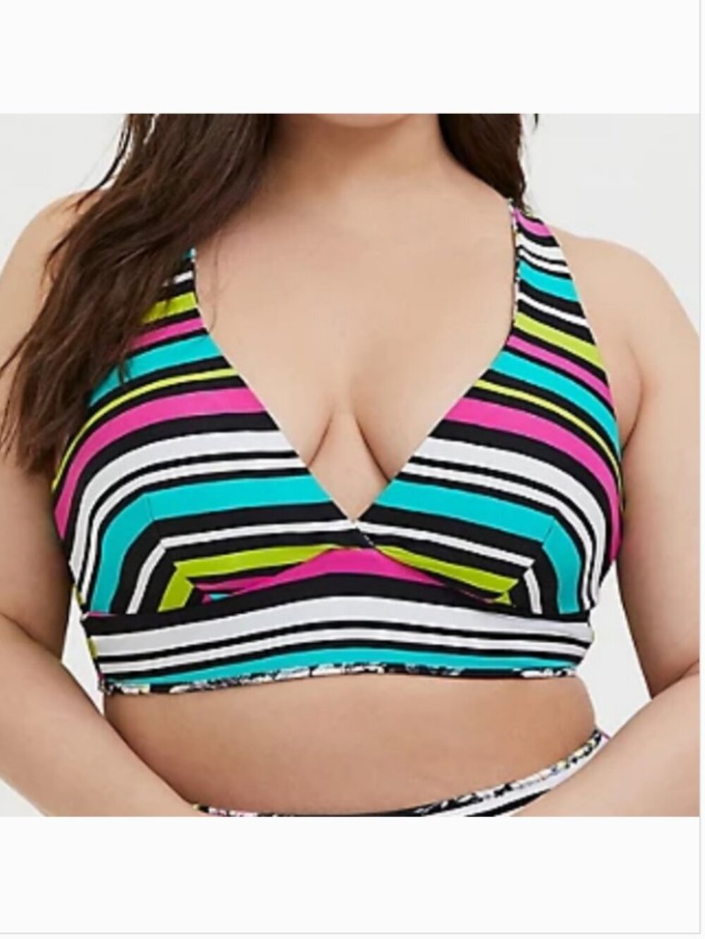 Torrid Floral & Stripe Reversible Bikini Top - Picture 5 of 12